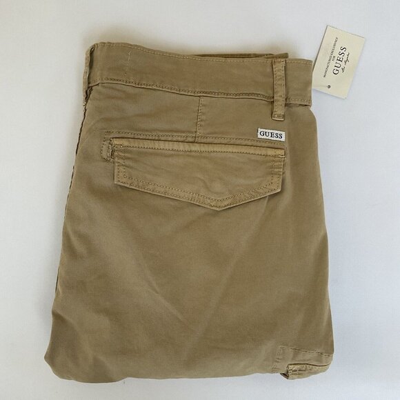 Guess Men’s Lunita Twill Cargo Jeans Utility Fit Crop Leg In Khaki Size 34 - Picture 4 of 14